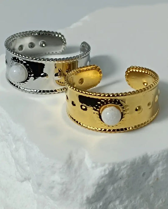 Aeriselle-Radiant Pearl Ring -Edelstahl Gold-White & Silver White - Ringe