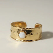 Aeriselle-Radiant Pearl Ring -Edelstahl Gold-White & Silver White - Gold - Ringe