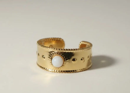 Aeriselle-Radiant Pearl Ring -Edelstahl Gold-White & Silver White - Gold - Ringe