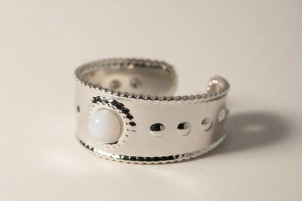 Aeriselle-Radiant Pearl Ring -Edelstahl Gold-White & Silver White - Silber - Ringe
