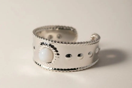 Aeriselle-Radiant Pearl Ring -Edelstahl Gold-White & Silver White - Silber - Ringe