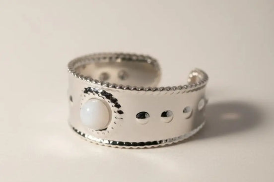 Aeriselle-Radiant Pearl Ring -Edelstahl Gold-White & Silver White - Silber - Ringe