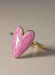 Aeriselle-Sakura Heart Enamel Ring -Edelstahl Gold - Ringe