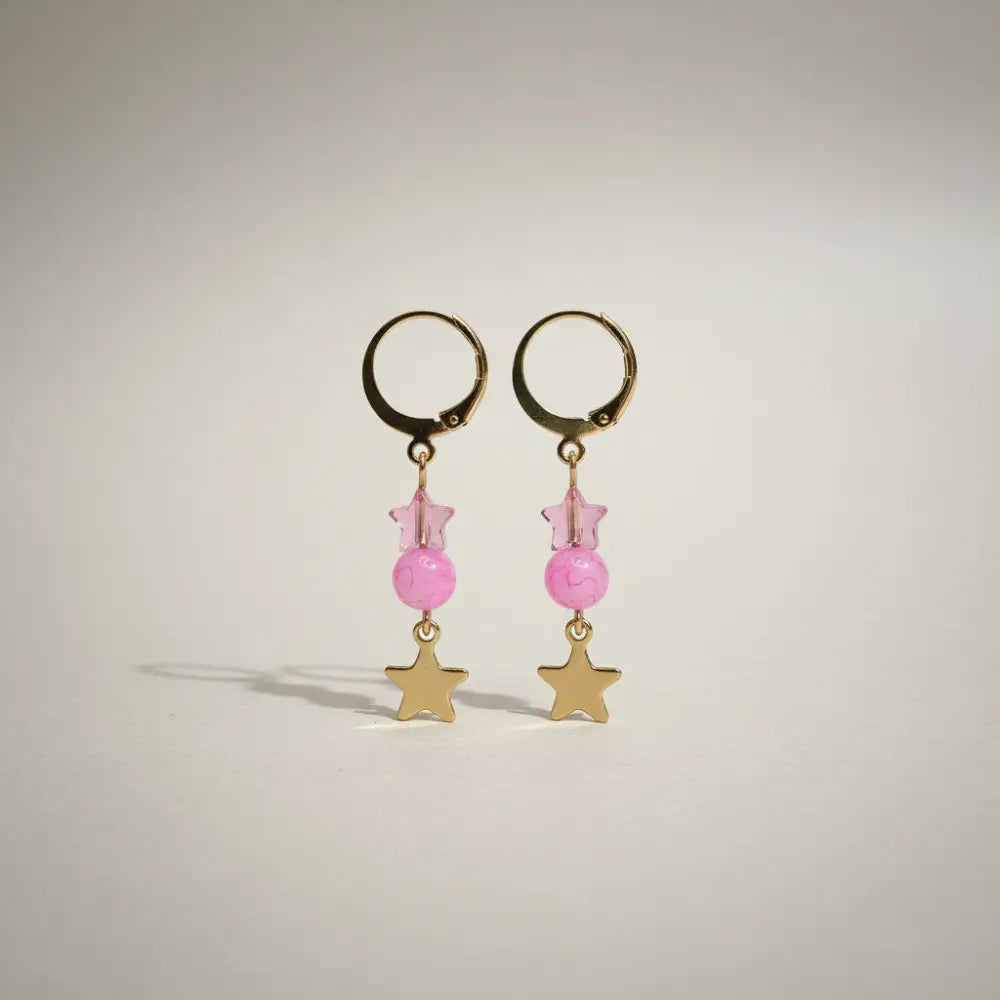 Aeriselle-Starlight Sisterhood Earrings-Edestahl Pink & Gold - Ohrringe