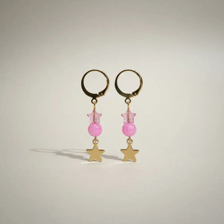 Aeriselle-Starlight Sisterhood Earrings-Edestahl Pink & Gold - Ohrringe