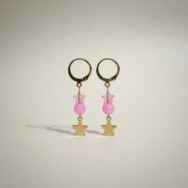 Aeriselle-Starlight Sisterhood Earrings-Edestahl Pink & Gold - Ohrringe