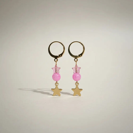 Aeriselle-Starlight Sisterhood Earrings-Edestahl Pink & Gold - Ohrringe