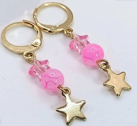 Aeriselle-Starlight Sisterhood Earrings-Edestahl Pink & Gold - Ohrringe