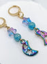 Gold edelstahl ohrringe mit stern und mond anhanger