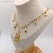 Aeriselle-Sun & Star and Moon Protection Amulet-Edelstahl Gold - Halskette