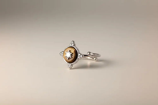 Aeriselle-Winter Star Snowflake Ring –Edelstahl Gold & Silver - Braun - Ringe