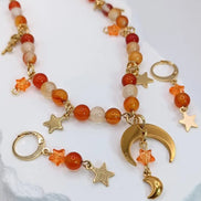 Aersielle-Starlight Sisterhood Earrings-Edesltahl Opal Orange & Gold - Ohrringe
