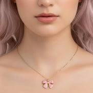 Alltagsmagie-Pink Bow Necklace-Edelstahl Gold & Silver - Halskette