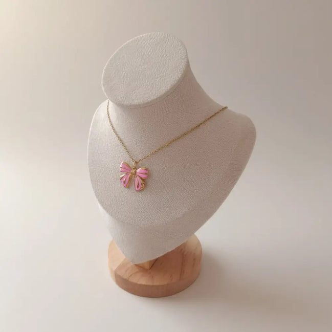 Alltagsmagie-Pink Bow Necklace-Edelstahl Gold & Silver - Gold - Halskette
