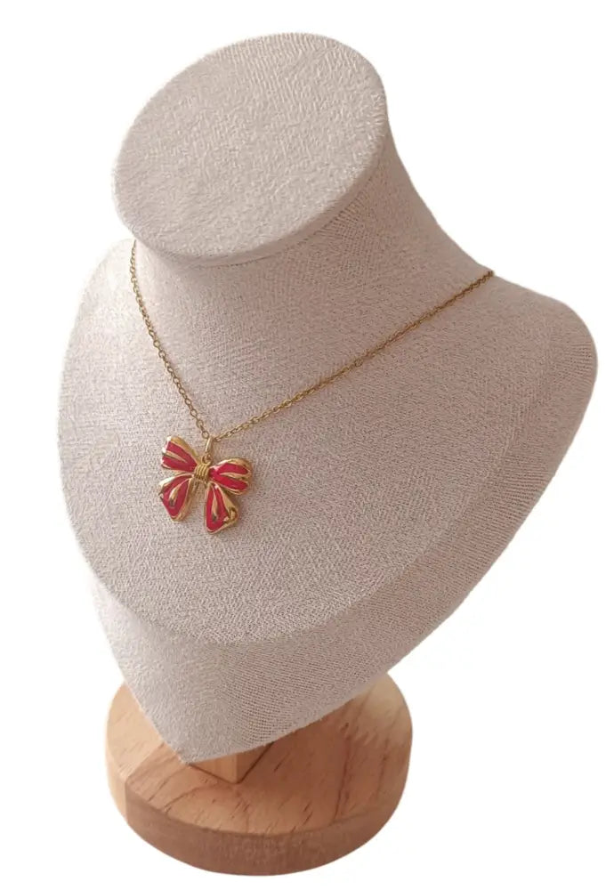 Alltagsmagie-Red Bow Necklace-Edelstahl Gold & Silver - Halskette