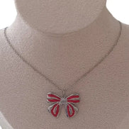 Alltagsmagie-Red Bow Necklace-Edelstahl Gold & Silver - Halskette
