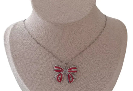 Alltagsmagie-Red Bow Necklace-Edelstahl Gold & Silver - Halskette