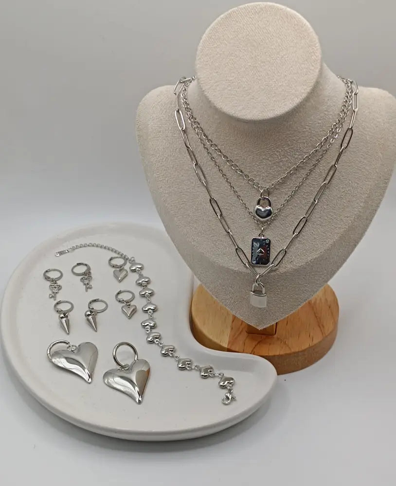 Amulet of Enchantment- Heart & Lock-Edelstahl Silber - Halskette