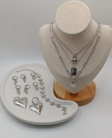 Amulet of Enchantment- Heart & Lock-Edelstahl Silber - Halskette