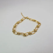 dreampunk.arts gold oval link chain bracelet made of stainless steel with a delicate extension chain