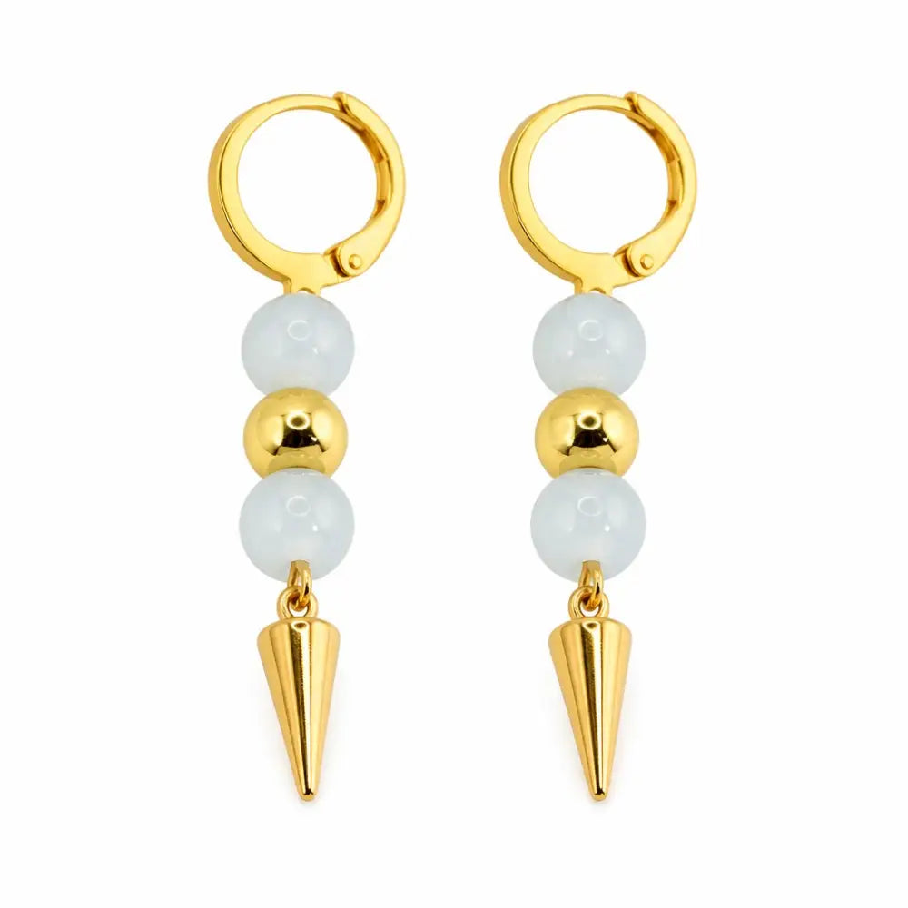 dreampunk.arts Aeriselle gold stainless steel drop earrings featuring seraphinite beads and gold-tone metal accents