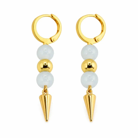 dreampunk.arts Aeriselle gold stainless steel drop earrings featuring seraphinite beads and gold-tone metal accents