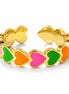 dreampunk.arts Aeriselle Neon Sakura stainless steel ring with colorful enamel heart motifs in pink, orange, and green.