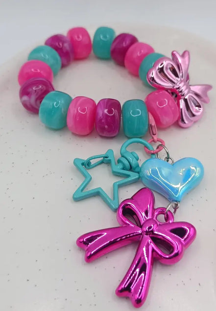 Kawaii Magic – Blush Heart Ribbon Charm - Kawaii Charms