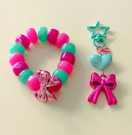Kawaii Magic – Blush Heart Ribbon Charm - Kawaii Charms