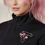 Kawaii Magic – Bubblegum Smiley Brooch Pin-Pink - Sicherheitsnadel Brosche