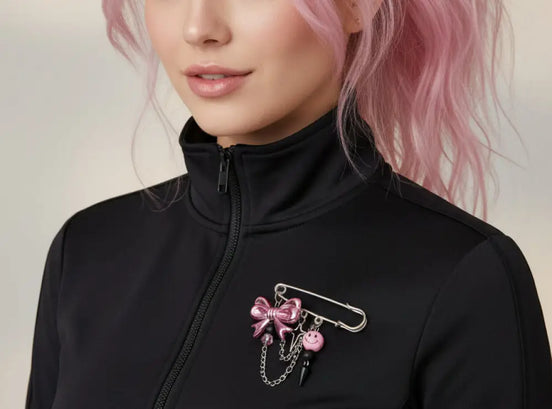 Kawaii Magic – Bubblegum Smiley Brooch Pin-Pink - Sicherheitsnadel Brosche
