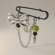 Kawaii Magic – Matcha Smiley Brooch Pin-Green - Sicherheitsnadel Brosche