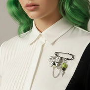 Kawaii Magic – Matcha Smiley Brooch Pin-Green - Sicherheitsnadel Brosche