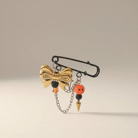Kawaii Magic – Sunset Smiley Brooch Pin-Orange - Sicherheitsnadel Brosche