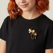 Kawaii Magic – Sunset Smiley Brooch Pin-Orange - Sicherheitsnadel Brosche