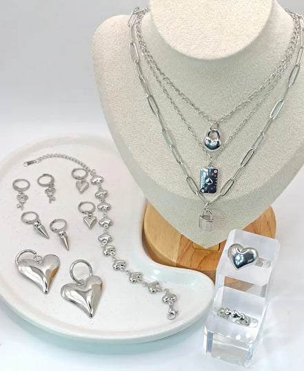 Little Heart Earrings-Edelstahl Silver & Gold - Ohrringe