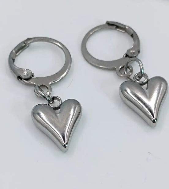 Little Heart Earrings-Edelstahl Silver & Gold - Silber - Ohrringe