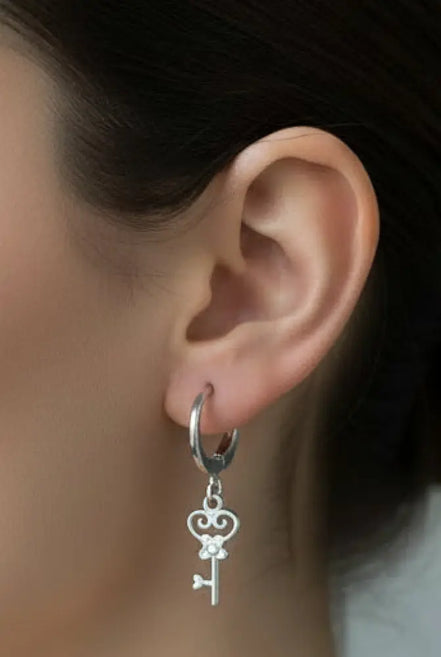 Little Key Earrings-Edelstahl Silver - Ohrringe