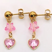 Pinky Little Heart Earrings-Edelstahl Gold - Ohrringe