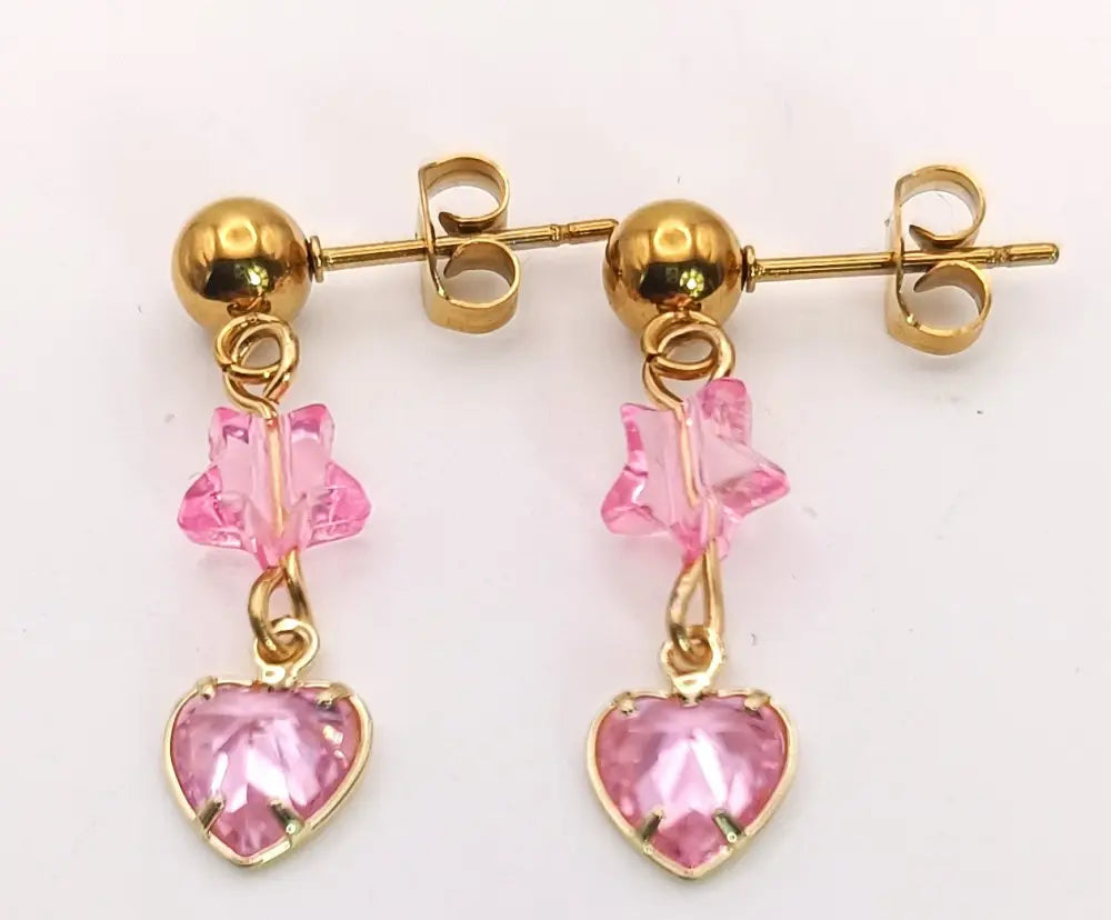 Pinky Little Heart Earrings-Edelstahl Gold - Ohrringe