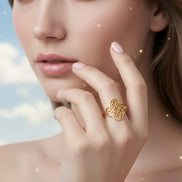 Solvaris-Baroque Sun Crown Ring -Edelstahl-Gold & Silver - Ringe