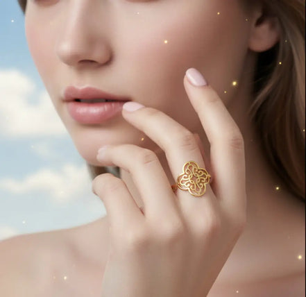 Solvaris-Baroque Sun Crown Ring -Edelstahl-Gold & Silver - Ringe