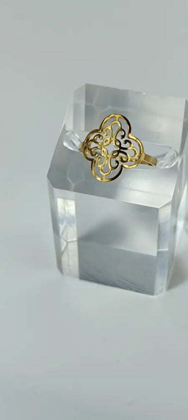 Solvaris-Baroque Sun Crown Ring -Edelstahl-Gold & Silver - Ringe