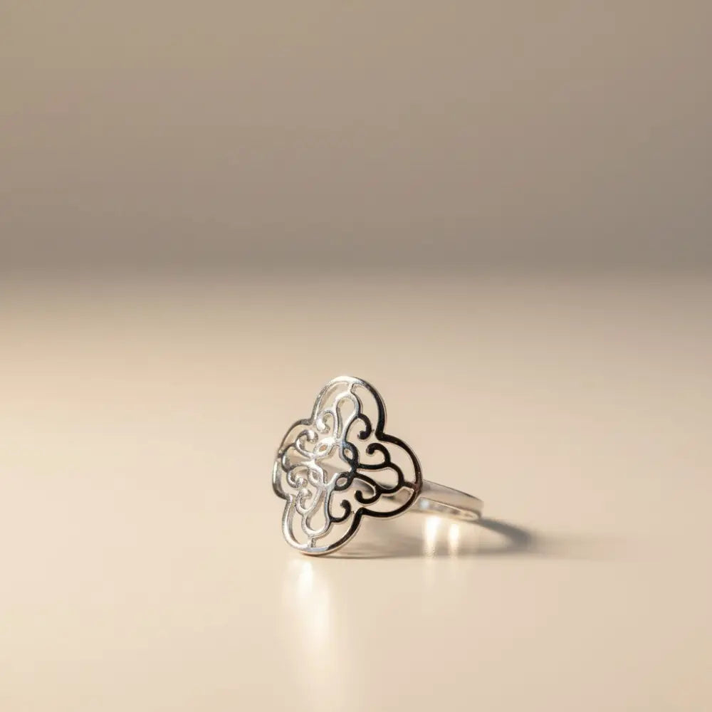 Solvaris-Baroque Sun Crown Ring -Edelstahl-Gold & Silver - Silber - Ringe