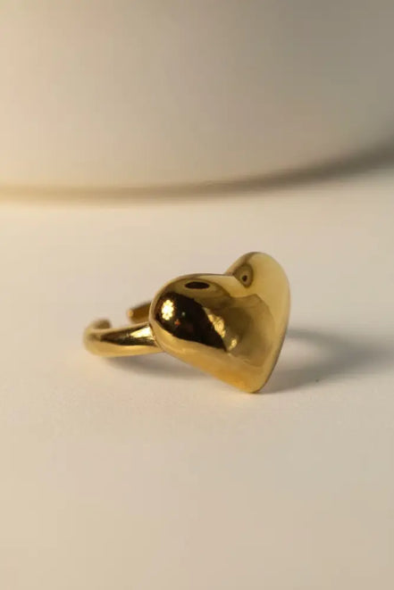 Solvaris-Golden Heart Embrace Ring-Edelstahl Gold & Silver - Gold - Ringe