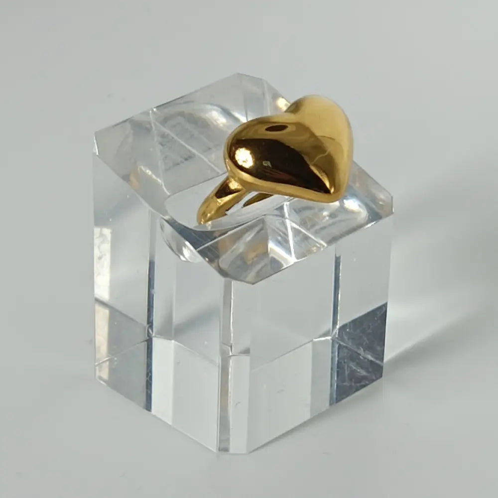 Solvaris-Golden Heart Embrace Ring-Edelstahl Gold & Silver - Ringe