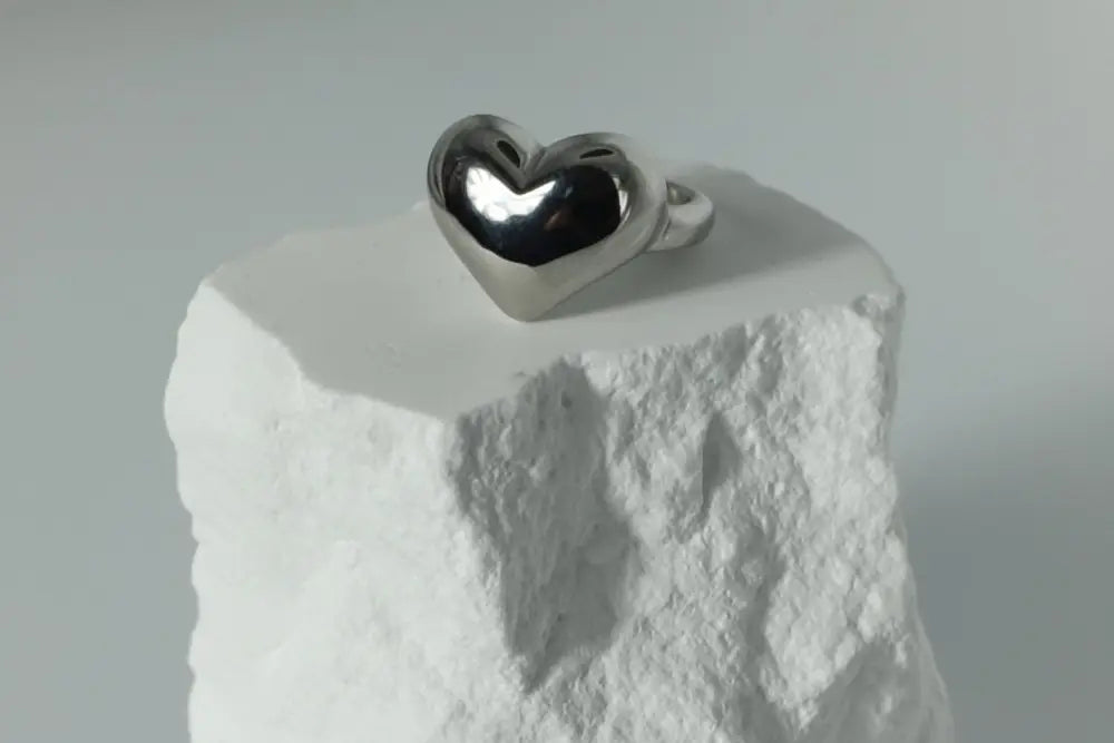 Solvaris-Golden Heart Embrace Ring-Edelstahl Gold & Silver - Ringe