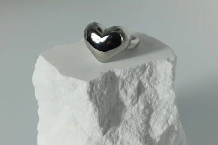 Solvaris-Golden Heart Embrace Ring-Edelstahl Gold & Silver - Ringe