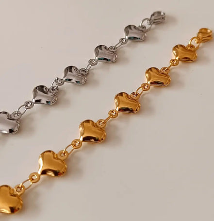 Solvaris-Heart Embrace Bracelet-Edelstahl Gold & Silver - Armbänder