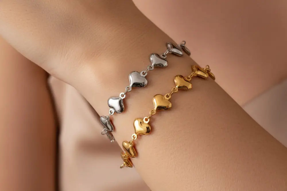 Solvaris-Heart Embrace Bracelet-Edelstahl Gold & Silver - Armbänder